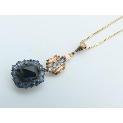 758 - 9 Carat Gold Mounted Ladies Aquamarine and Topaz Set Pendant Necklace Mounted on 9 Carat Gold Chain