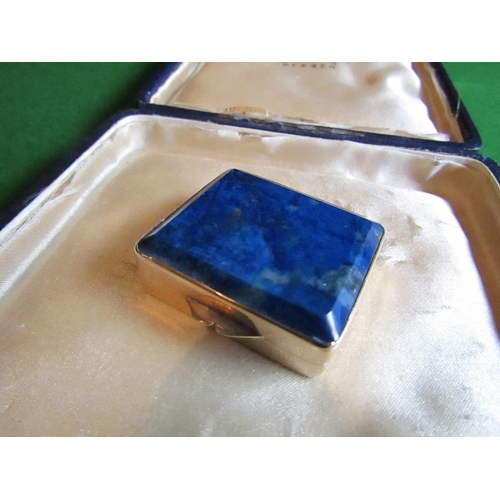 76 - Small Gilt Silver Snuff Box Set with Rectangular Lapis Lazuli Inset Top