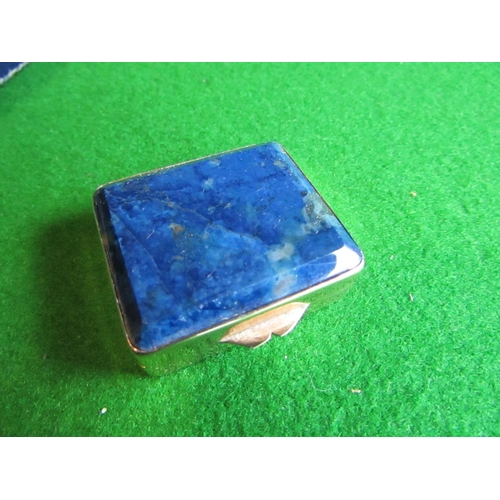 76 - Small Gilt Silver Snuff Box Set with Rectangular Lapis Lazuli Inset Top