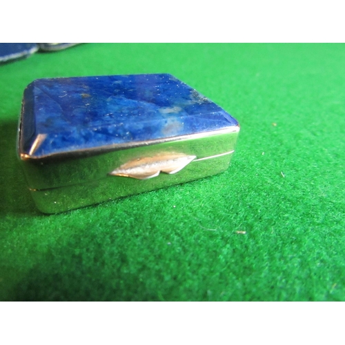 76 - Small Gilt Silver Snuff Box Set with Rectangular Lapis Lazuli Inset Top