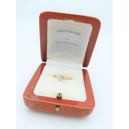 769 - 18 Carat Gold Mounted Millennium Diamond Ring 0.5 Carat Hallmarked 2000 by Goldsmith Ring Size J wit... 