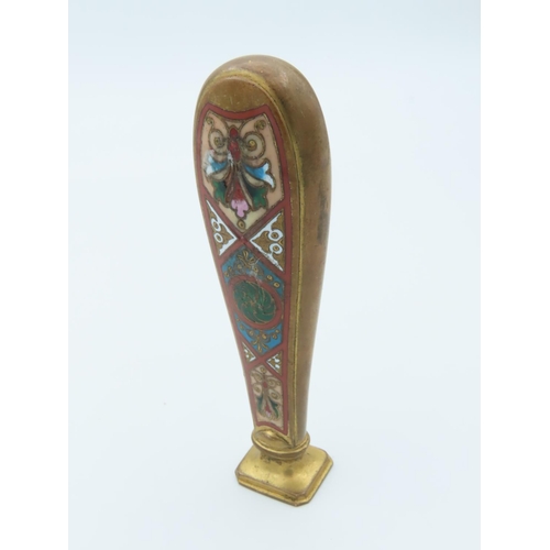 773 - Cloisonne Decorated Desk Seal with Incised Characters Approximately 4 Inches High