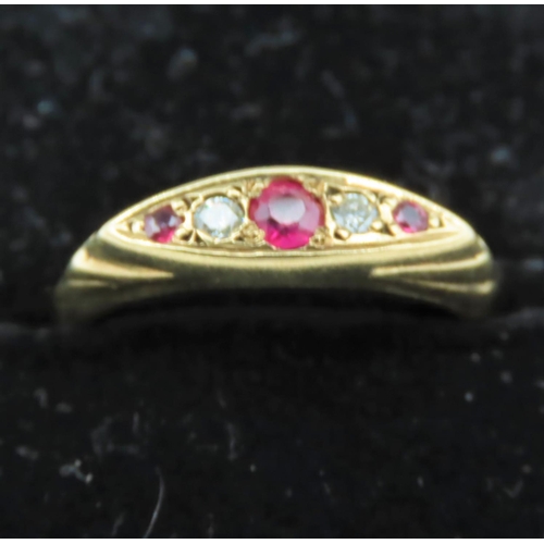 774 - Ladies Ruby and Diamond Ring Mounted on 9 Carat Yellow Gold Ring Size J