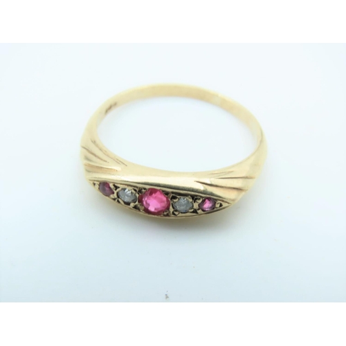 774 - Ladies Ruby and Diamond Ring Mounted on 9 Carat Yellow Gold Ring Size J