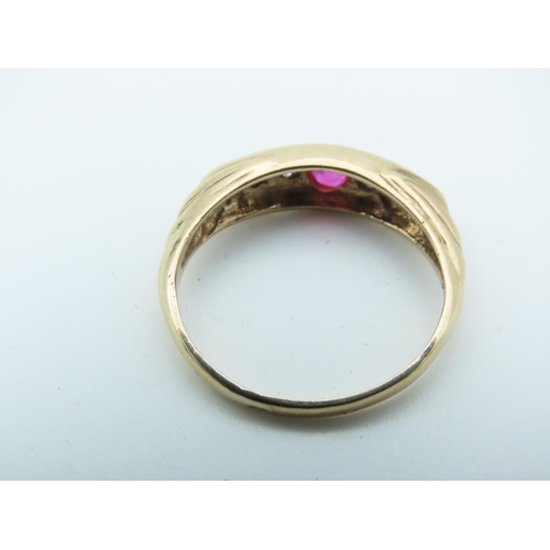 774 - Ladies Ruby and Diamond Ring Mounted on 9 Carat Yellow Gold Ring Size J