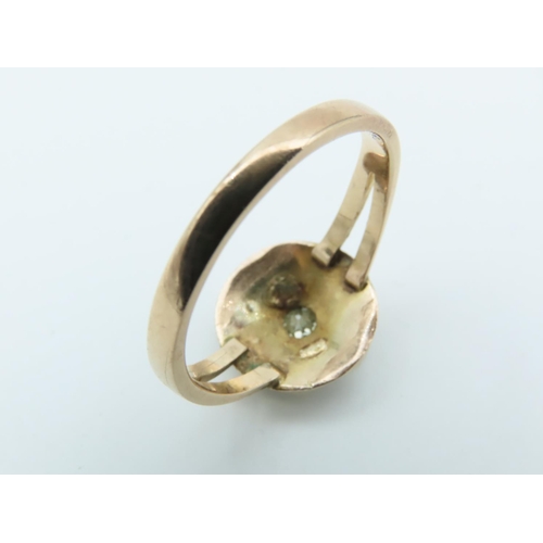 775 - Ladies Sea Pearl Cluster Ring Mounted on 9 Carat Yellow Gold Duet Band Ring Size M and a Half