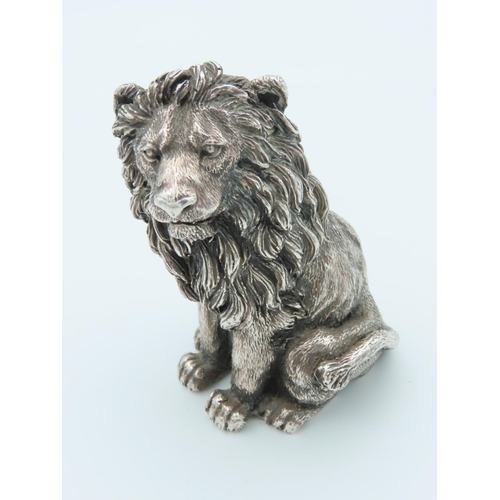 777 - Solid Silver Figure of Lion Approximately 3 Inches High Finely Chased and Detailed