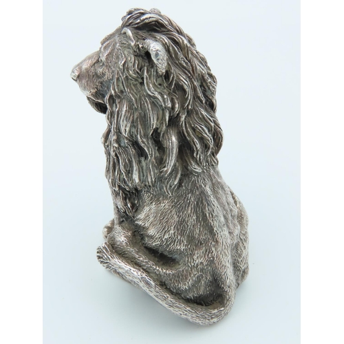 777 - Solid Silver Figure of Lion Approximately 3 Inches High Finely Chased and Detailed