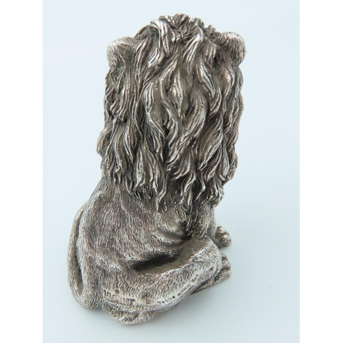 777 - Solid Silver Figure of Lion Approximately 3 Inches High Finely Chased and Detailed