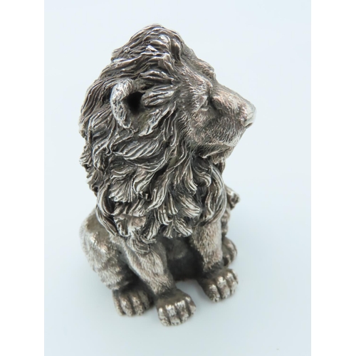 777 - Solid Silver Figure of Lion Approximately 3 Inches High Finely Chased and Detailed