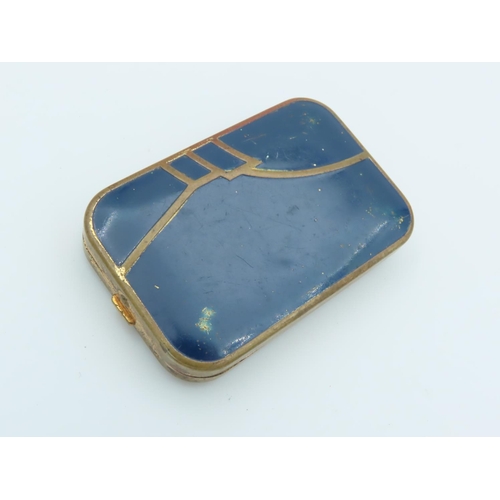 779 - Lapis Lazuli Inset Rectangular Form Ladies Powder Box with Mirrored Interior