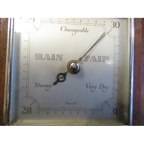 78 - Edwardian Square Form Barometer with Carved Mount Silvered Dial Approximately 8 Inches Square