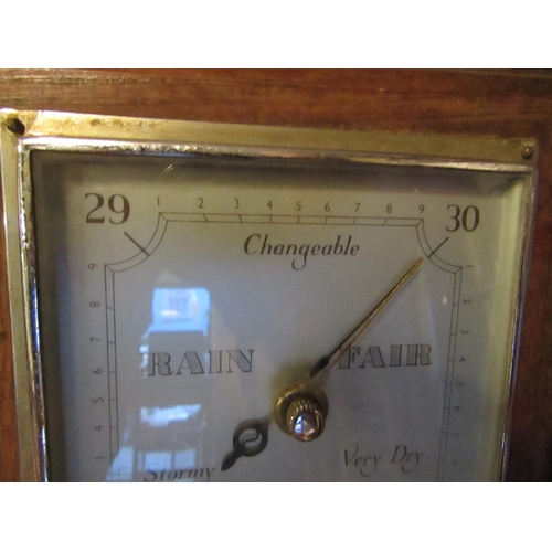 78 - Edwardian Square Form Barometer with Carved Mount Silvered Dial Approximately 8 Inches Square