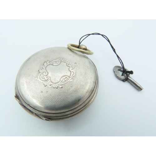 782 - Solid Silver Mounted Pocket Watch Roman Numeral Decorated Dial with Key