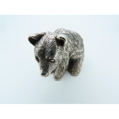 783 - Solid Silver Figure of Baby Bear Approximately 2 Inches High