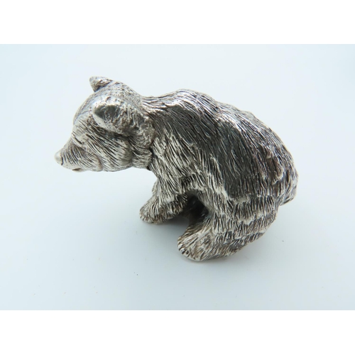 783 - Solid Silver Figure of Baby Bear Approximately 2 Inches High