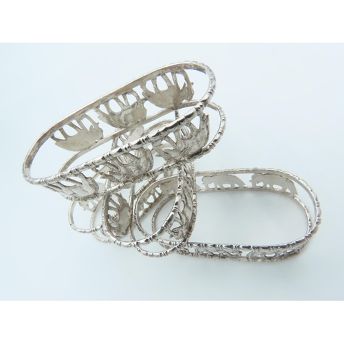 786 - Set of Four Solid Silver Napkin Rings Elephant Motifs