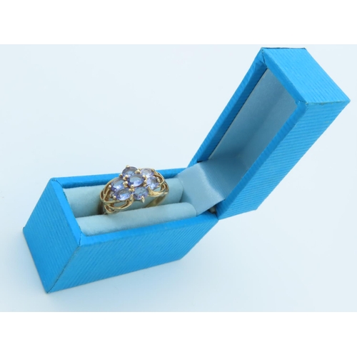 791 - Blue Topaz 9 Carat Yellow Gold Mounted Ladies Ring Size L