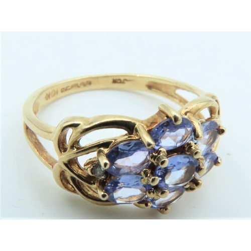 791 - Blue Topaz 9 Carat Yellow Gold Mounted Ladies Ring Size L