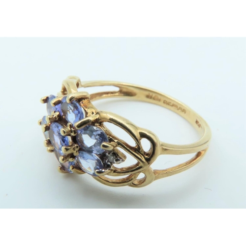 791 - Blue Topaz 9 Carat Yellow Gold Mounted Ladies Ring Size L