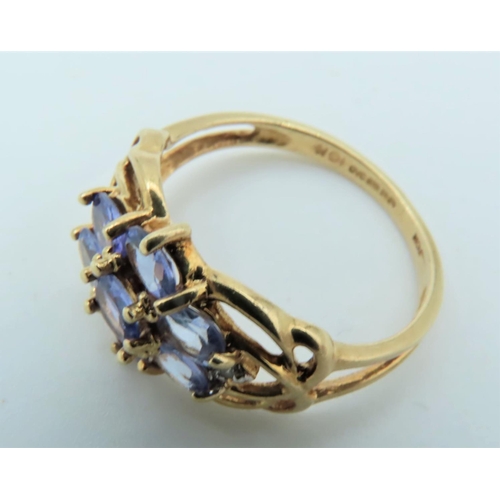 791 - Blue Topaz 9 Carat Yellow Gold Mounted Ladies Ring Size L