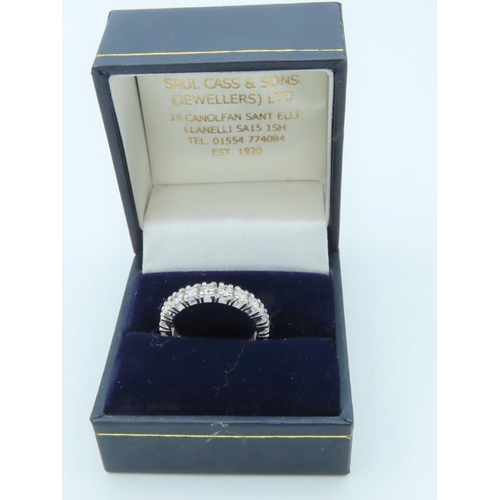 796 - Ladies Platinum Set Full Eternity Diamond Ring Fine Colour Ring Size L and a Half