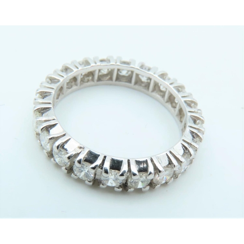 796 - Ladies Platinum Set Full Eternity Diamond Ring Fine Colour Ring Size L and a Half