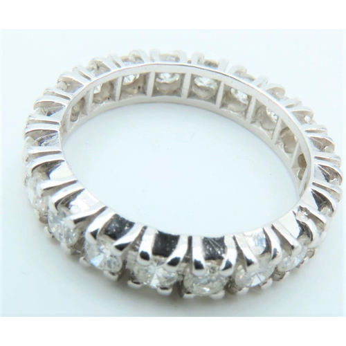 796 - Ladies Platinum Set Full Eternity Diamond Ring Fine Colour Ring Size L and a Half