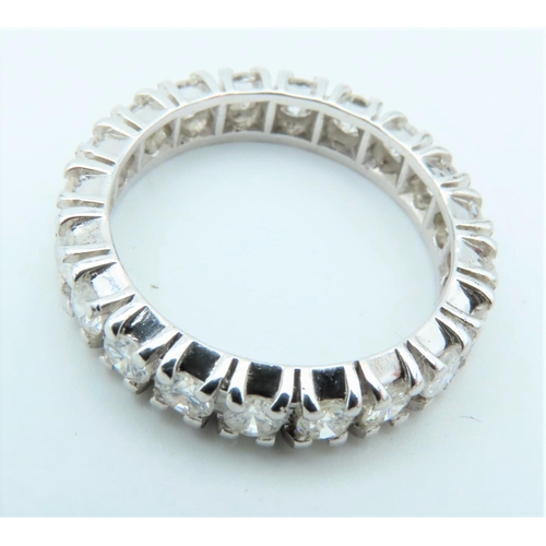 796 - Ladies Platinum Set Full Eternity Diamond Ring Fine Colour Ring Size L and a Half