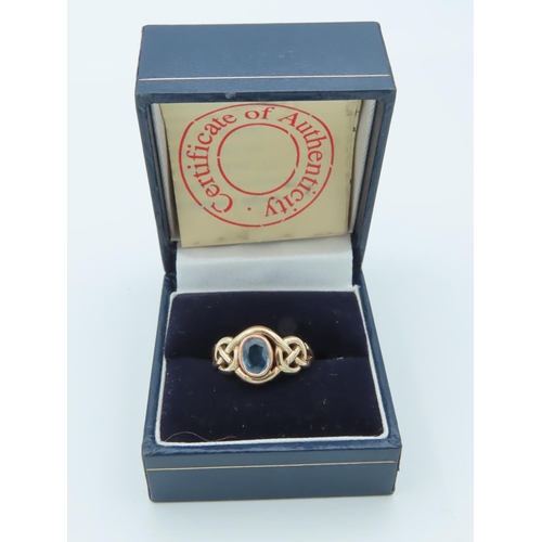 798 - Blue Topaz Set 9 Carat Gold Ring Contained within Original Presentation Case Ring Size N and a Half