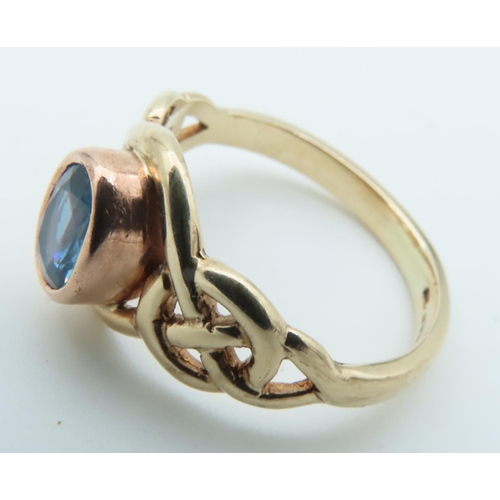 798 - Blue Topaz Set 9 Carat Gold Ring Contained within Original Presentation Case Ring Size N and a Half