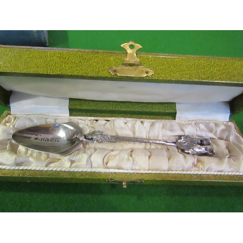 804 - Scottish Solid Silver Commemorative Spoon with Thistle Motif. Spoon Approximately 7 Inches Long Cont... 