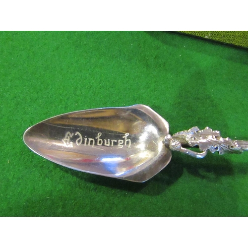 804 - Scottish Solid Silver Commemorative Spoon with Thistle Motif. Spoon Approximately 7 Inches Long Cont... 