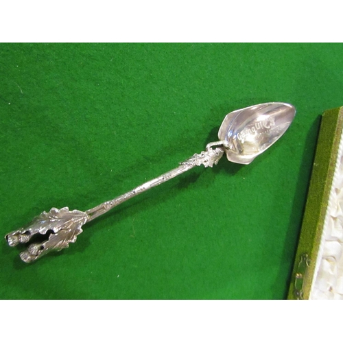 804 - Scottish Solid Silver Commemorative Spoon with Thistle Motif. Spoon Approximately 7 Inches Long Cont... 