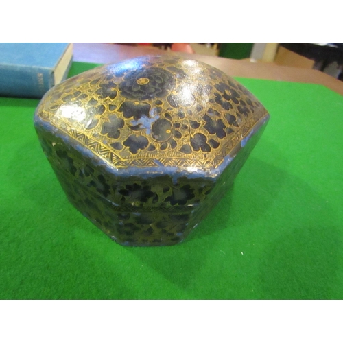 805 - Gilt Decorated Victorian Jewellery Box Shaped Form Approximately 6 Inches Wide