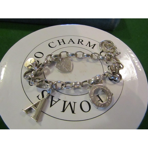 809 - Thomas Sabo Charm Bracelet Solid Silver with Love Heart Motif and Other Pendants