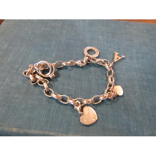 809 - Thomas Sabo Charm Bracelet Solid Silver with Love Heart Motif and Other Pendants