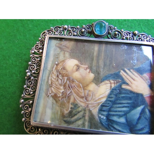 81 - Silver Framed Devotional Figure with Gemset Mount Approximately 2 Inches High