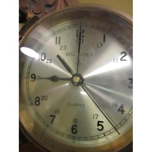 815 - Ships Clock Brass Mounted Approximately 8 Inches Diameter