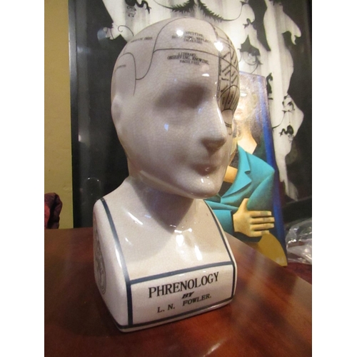 817 - Phrenology Porcelain Medical Use Head with Various Inscriptions Approximately 10 Inches High