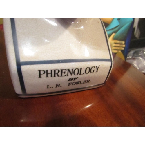 817 - Phrenology Porcelain Medical Use Head with Various Inscriptions Approximately 10 Inches High