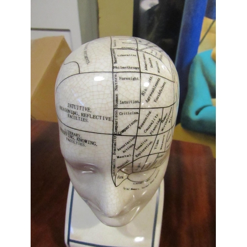 817 - Phrenology Porcelain Medical Use Head with Various Inscriptions Approximately 10 Inches High