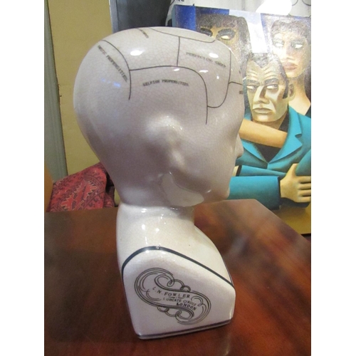 817 - Phrenology Porcelain Medical Use Head with Various Inscriptions Approximately 10 Inches High