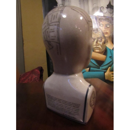 817 - Phrenology Porcelain Medical Use Head with Various Inscriptions Approximately 10 Inches High