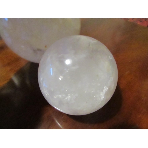 819 - Two Quartz Spheres Largest Approximately 5 Inches Diameter