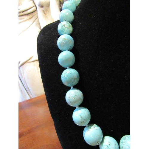 82 - Turquoise Bead Necklace with Clasp Attractive Colour