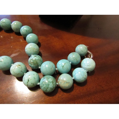 82 - Turquoise Bead Necklace with Clasp Attractive Colour