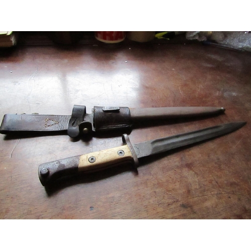 821 - Military Dagger with Scabbard Approximately 11 Inches Long