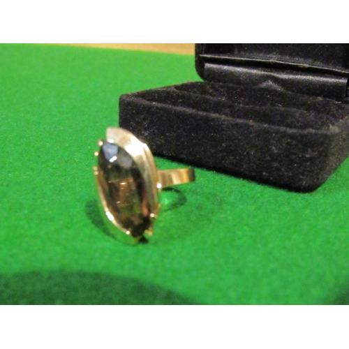 828 - Ladies 9 Carat Gold Set Cairngorm Centre Stone Smokey Garnet Ring Size M