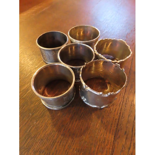 841 - Six Antique Solid Silver Napkin Rings